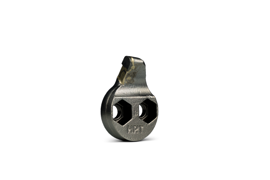 Outil HRT® compatible avec les dessoucheuses Rayco, FSI, Carlton et Vermeer. Outil droit avec trous filetés UNF 5/8"